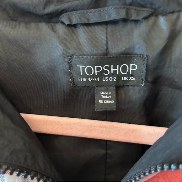 Topshop XS/S Plaid Check Pink & Black Windbreaker Jacket - Picture 4 of 4